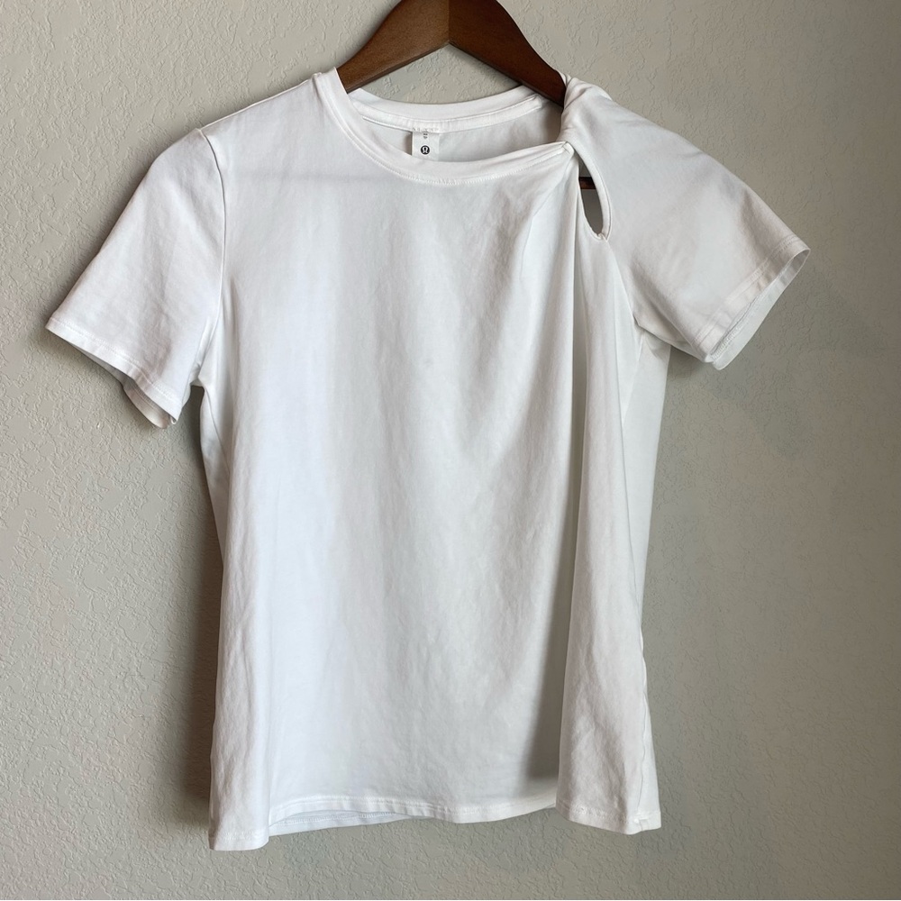 lululemon athletica White Short Sleeve Top with Shoulder Cutout